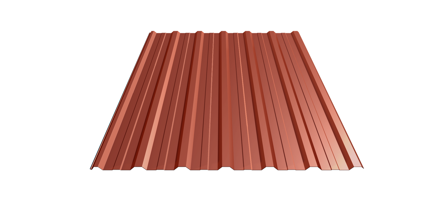 Trapéz T18 eco 0,5mm RAL 8004 CIHLOVĚ ČERVENÝ krytí 2,4m x 1,125m