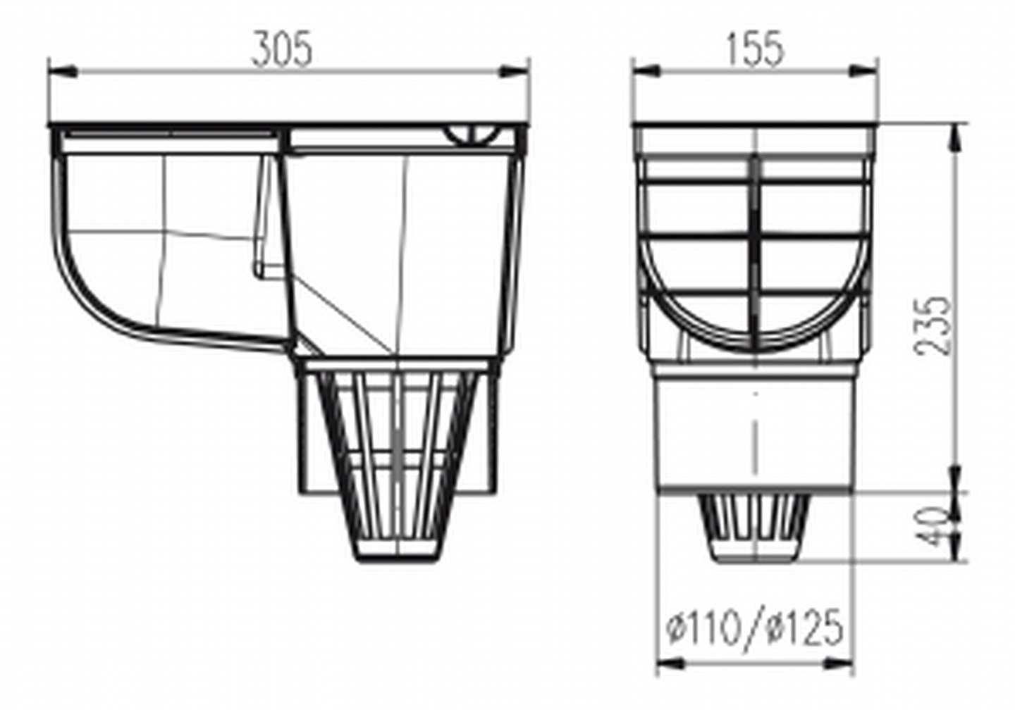 Lapač střešních splavenin Geiger spodní D 110 Standard