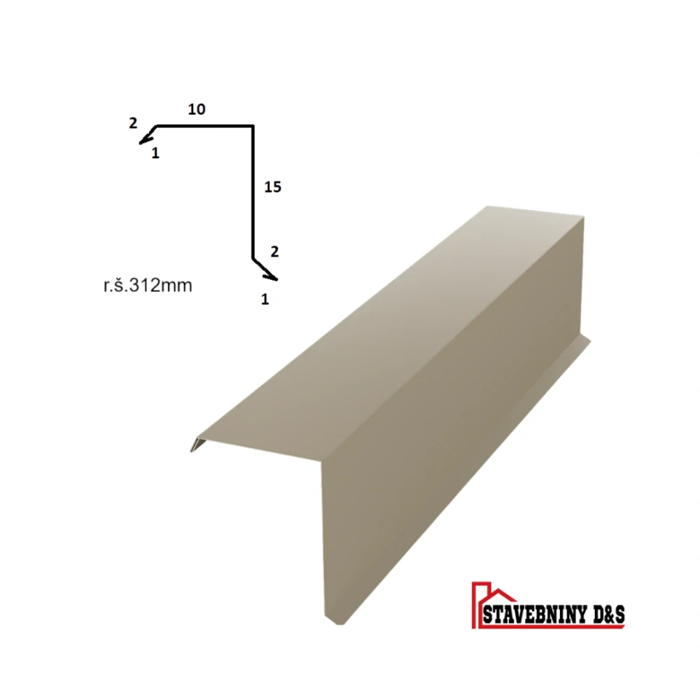 Závětrná lišta horní rš: 312mm délka 2m , II.Jakost 
