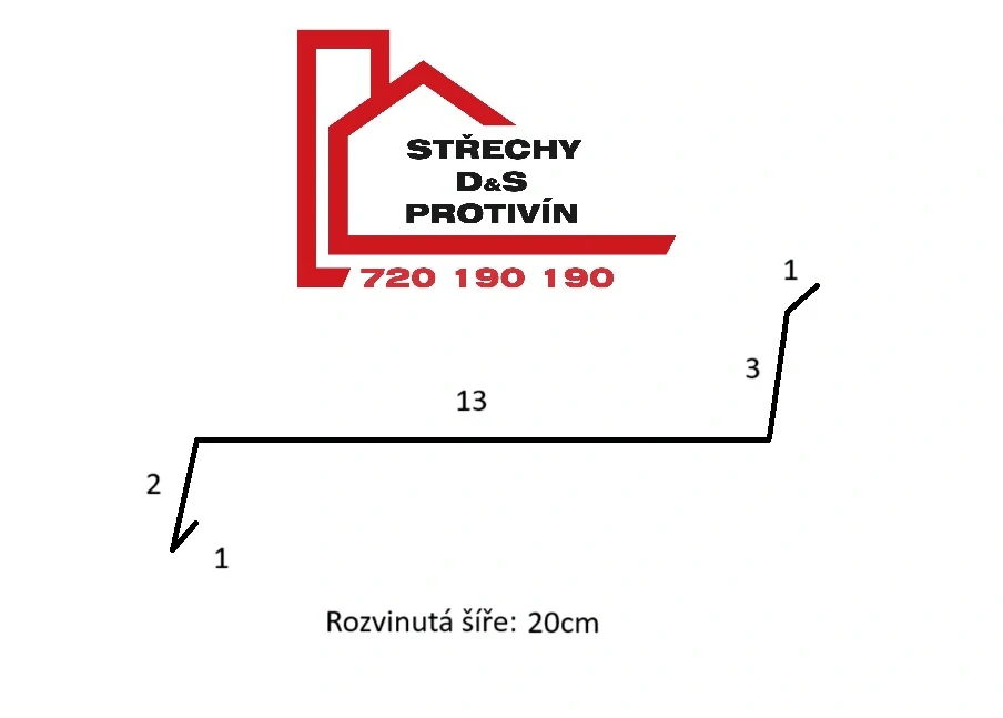 Oplechování římsy, rš: 200mm délka 2m 