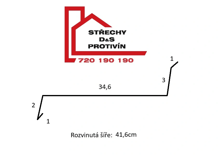 Oplechování římsy, rš: 416mm délka 2m 