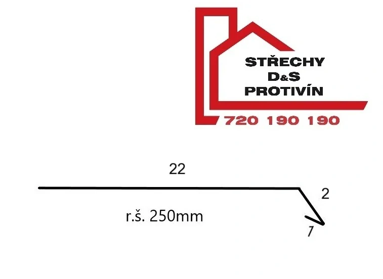 Okapnice rš: 250mm délka 2m v barvě