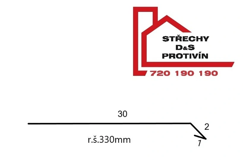 Okapnice rš: 330mm délka 2m 