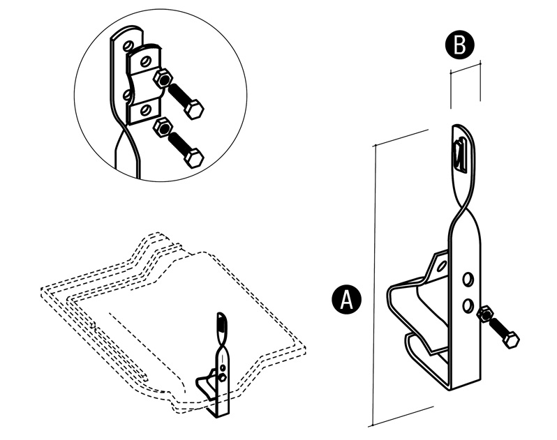 Podpěra stěnová 250/12mm, kov. úchyt, žár. pozink